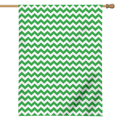 Green And White Chevron Pattern Print House Flag