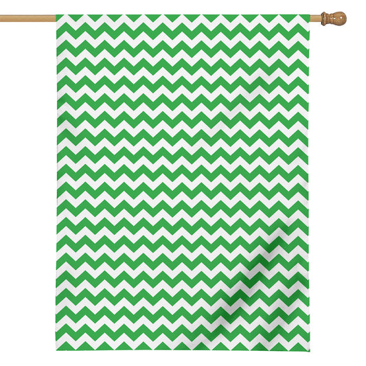 Green And White Chevron Pattern Print House Flag