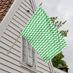 Green And White Chevron Pattern Print House Flag