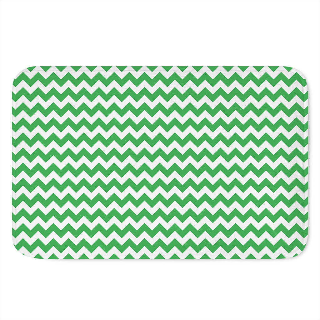Green And White Chevron Pattern Print Indoor Door Mat