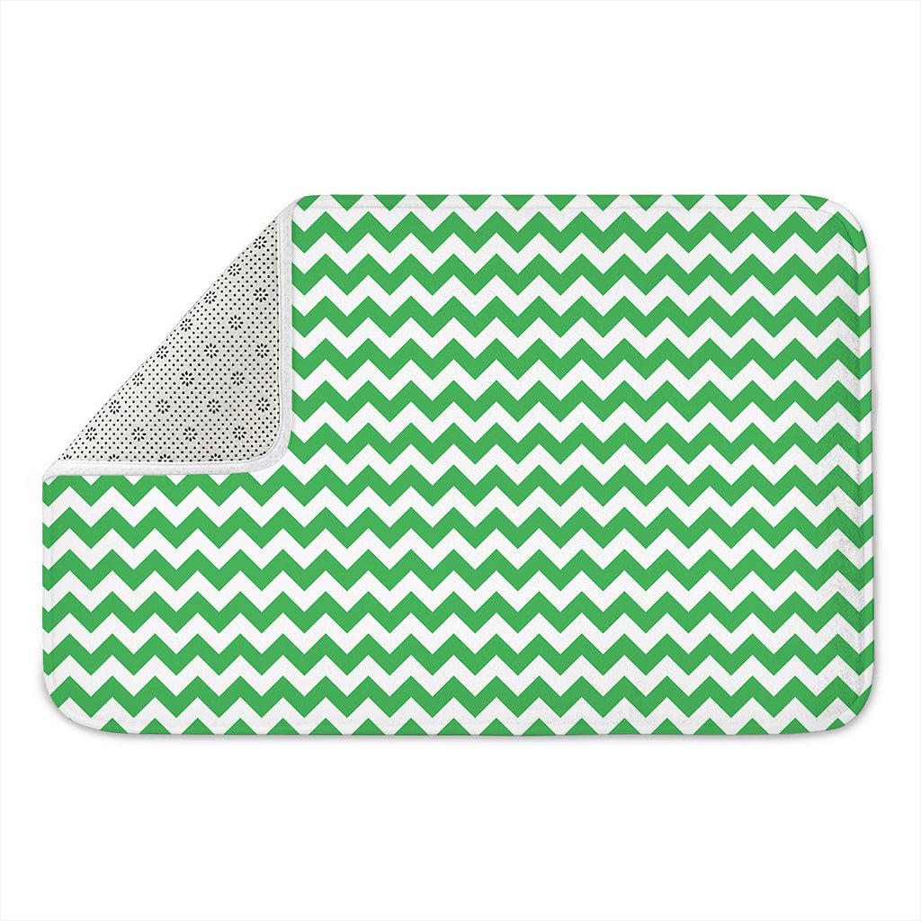 Green And White Chevron Pattern Print Indoor Door Mat