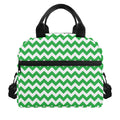Green And White Chevron Pattern Print Insulated Lunch Bag