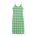 Green And White Chevron Pattern Print Jersey Midi Cami Dress