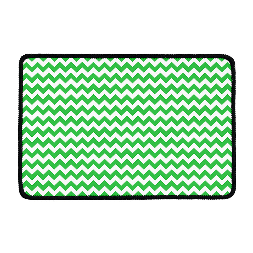 Green And White Chevron Pattern Print Kitchen Mat