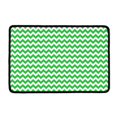 Green And White Chevron Pattern Print Kitchen Mat