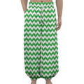 Green And White Chevron Pattern Print Lantern Pants