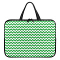 Green And White Chevron Pattern Print Laptop Sleeve With Handle