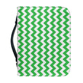 Green And White Chevron Pattern Print Leather Bible Cover