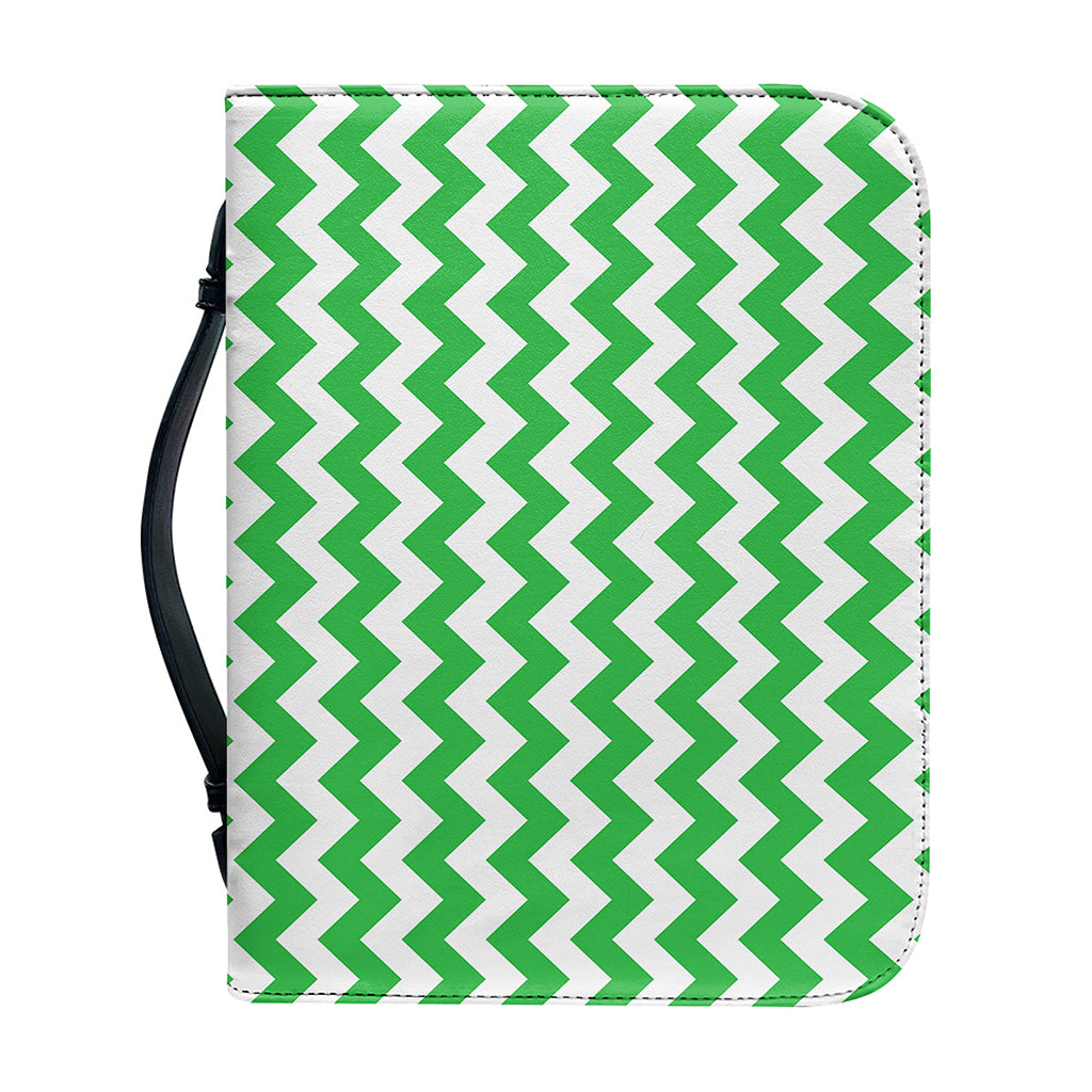 Green And White Chevron Pattern Print Leather Bible Cover