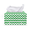 Green And White Chevron Pattern Print Leather Tissue Box Cover
