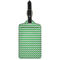 Green And White Chevron Pattern Print Luggage Tag
