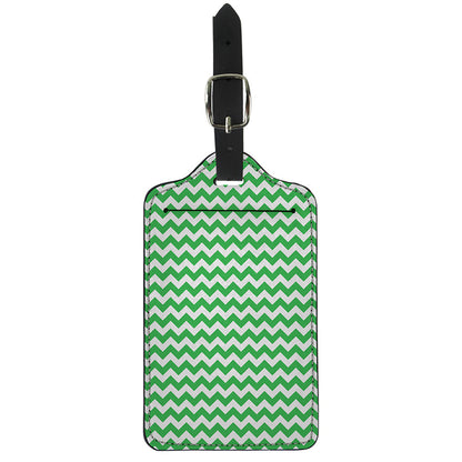 Green And White Chevron Pattern Print Luggage Tag