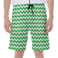Green And White Chevron Pattern Print Men's Beach Shorts