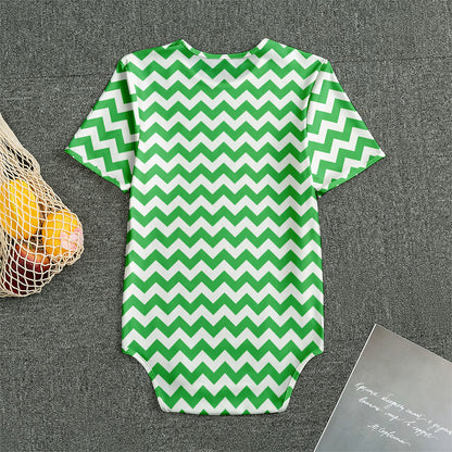 Green And White Chevron Pattern Print Men's Bodysuit