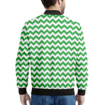 Green And White Chevron Pattern Print Men's Bomber Jacket