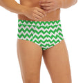Green And White Chevron Pattern Print Men's Briefs