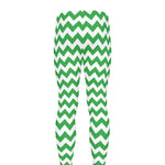 Green And White Chevron Pattern Print Men's leggings