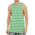 Green And White Chevron Pattern Print Men's Muscle Tank Top