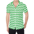 Green And White Chevron Pattern Print Men's Shirt