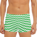 Green And White Chevron Pattern Print Men's Short Boxer Briefs