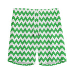 Green And White Chevron Pattern Print Men's Sports Shorts