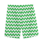Green And White Chevron Pattern Print Men's Sports Shorts