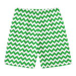 Green And White Chevron Pattern Print Men's Swim Trunks