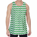 Green And White Chevron Pattern Print Men's Velvet Tank Top