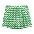 Green And White Chevron Pattern Print Mesh Shorts