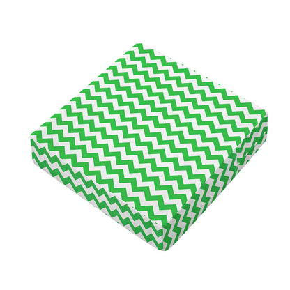 Green And White Chevron Pattern Print Outdoor Seat Cushion Cover