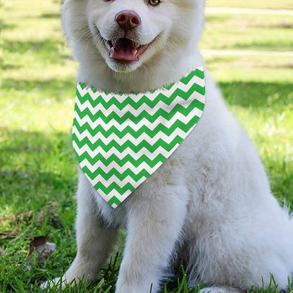 Green And White Chevron Pattern Print Over The Collar Dog Bandana