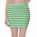 Green And White Chevron Pattern Print Pencil Mini Skirt