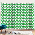 Green And White Chevron Pattern Print Pencil Pleat Curtains