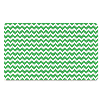 Green And White Chevron Pattern Print Polyester Doormat