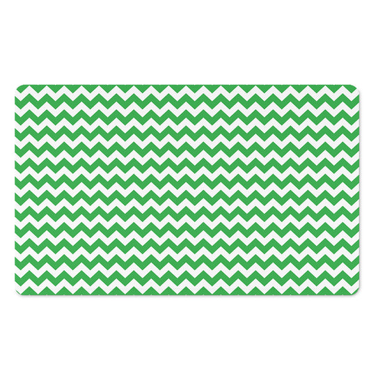 Green And White Chevron Pattern Print Polyester Doormat