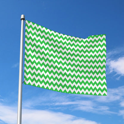 Green And White Chevron Pattern Print Polyester Flag