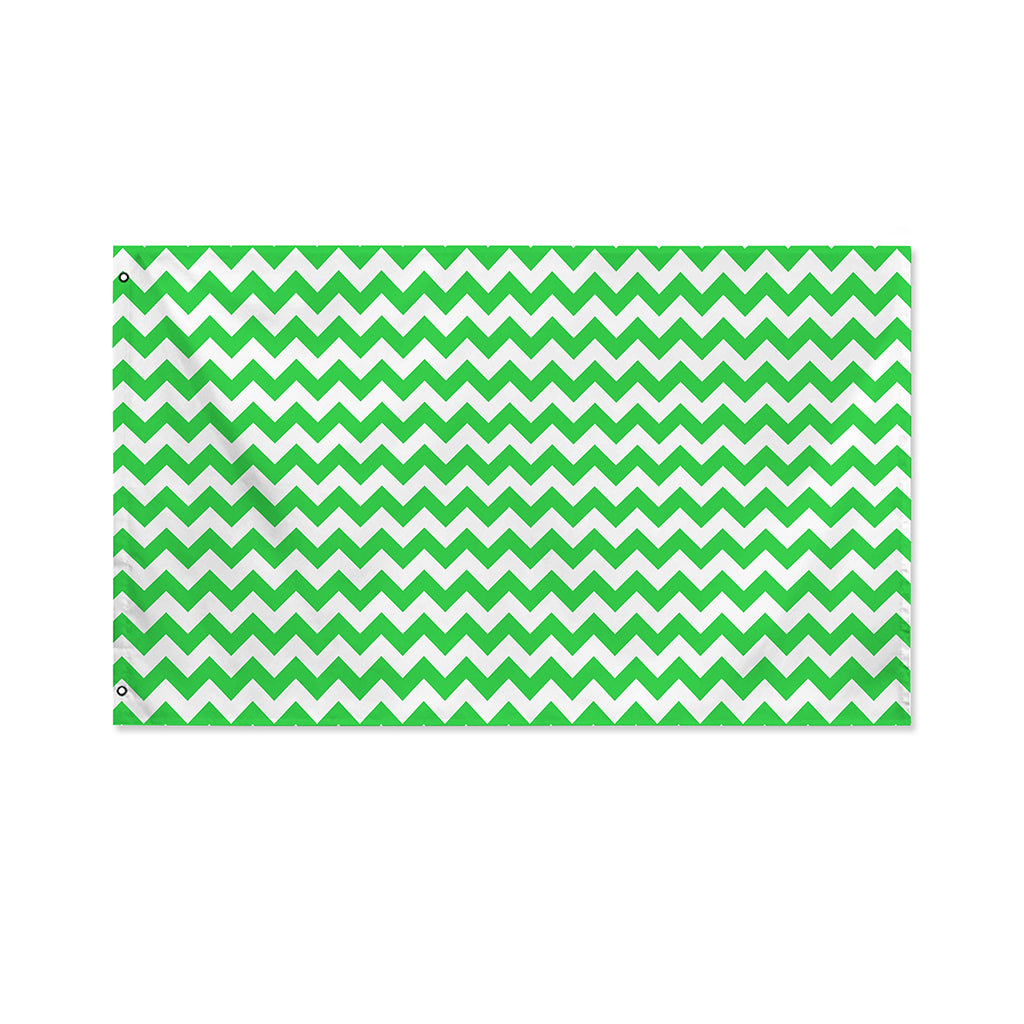 Green And White Chevron Pattern Print Polyester Flag