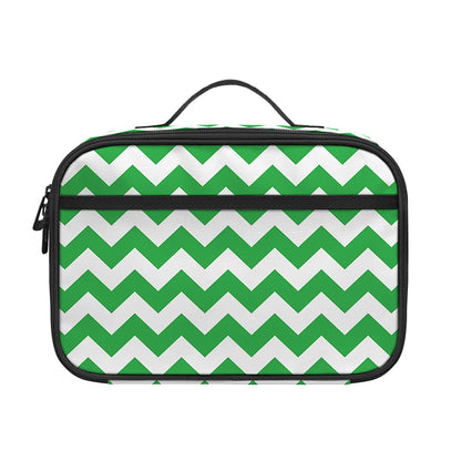 Green And White Chevron Pattern Print Portable Lunch Bag