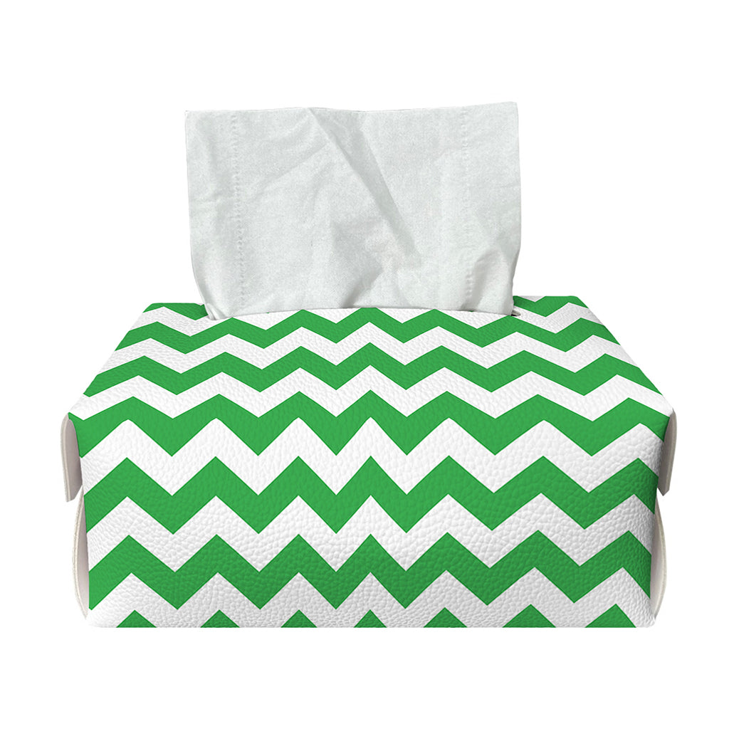 Green And White Chevron Pattern Print Rectangle Tissue Box Cover