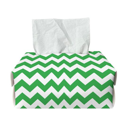 Green And White Chevron Pattern Print Rectangle Tissue Box Cover
