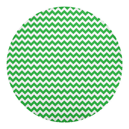 Green And White Chevron Pattern Print Round Blanket