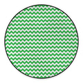 Green And White Chevron Pattern Print Round Floor Mat