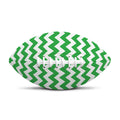 Green And White Chevron Pattern Print Rugby Ball