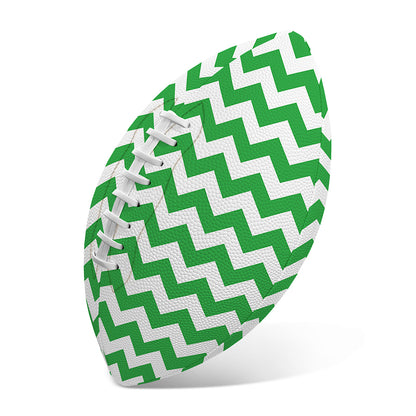 Green And White Chevron Pattern Print Rugby Ball
