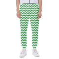 Green And White Chevron Pattern Print Joggers