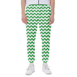 Green And White Chevron Pattern Print Scuba Joggers