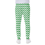 Green And White Chevron Pattern Print Scuba Joggers