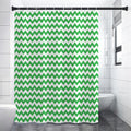 Green And White Chevron Pattern Print Shower Curtain
