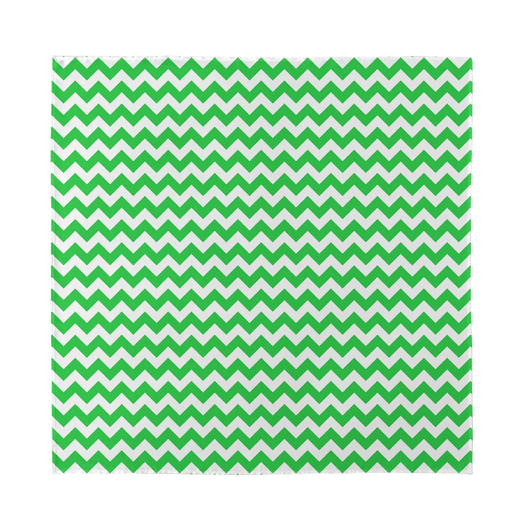 Green And White Chevron Pattern Print Silk Bandana