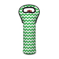 Green And White Chevron Pattern Print Single Neoprene Wine Tote